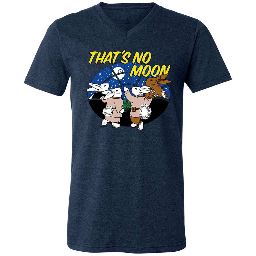 Unisex V-Neck T-Shirt - White - Heather Navy - 13