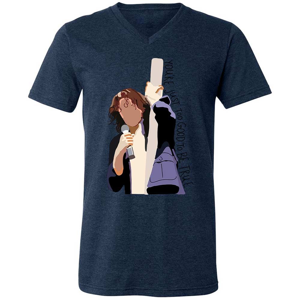 Unisex V-Neck T-Shirt - G9K2V2PQ - Heather Navy - 13