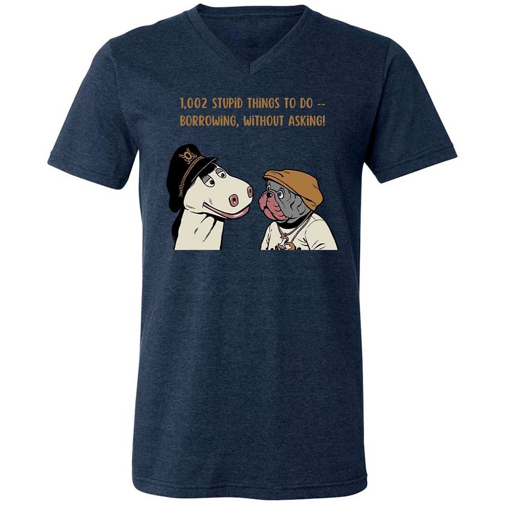 Unisex V-Neck T-Shirt - 22NX9WNR - Heather Navy - 13