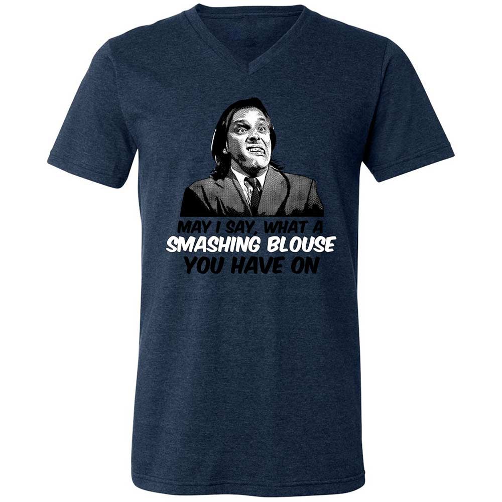Unisex V-Neck T-Shirt - 1C83F6LN - Heather Navy - 13