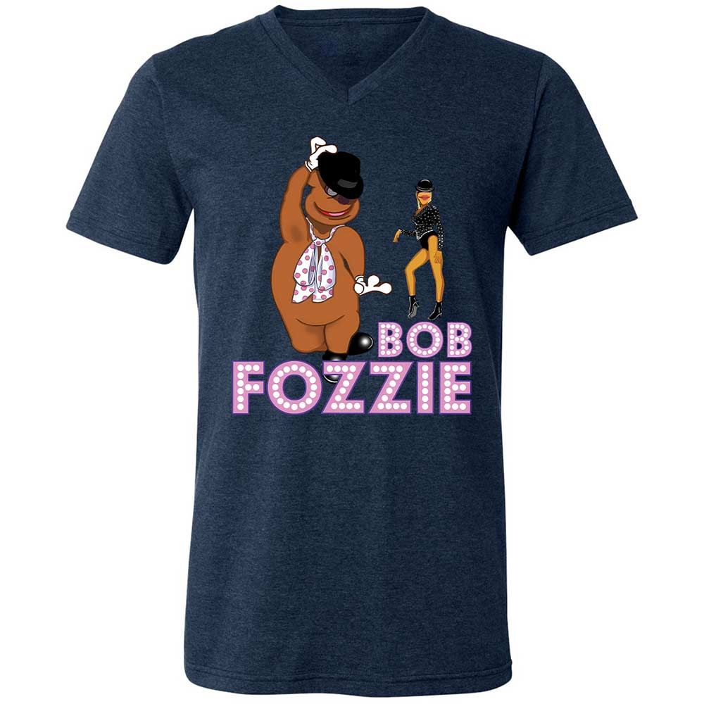 Unisex V-Neck T-Shirt - HTB5Q8WH - Heather Navy - 13