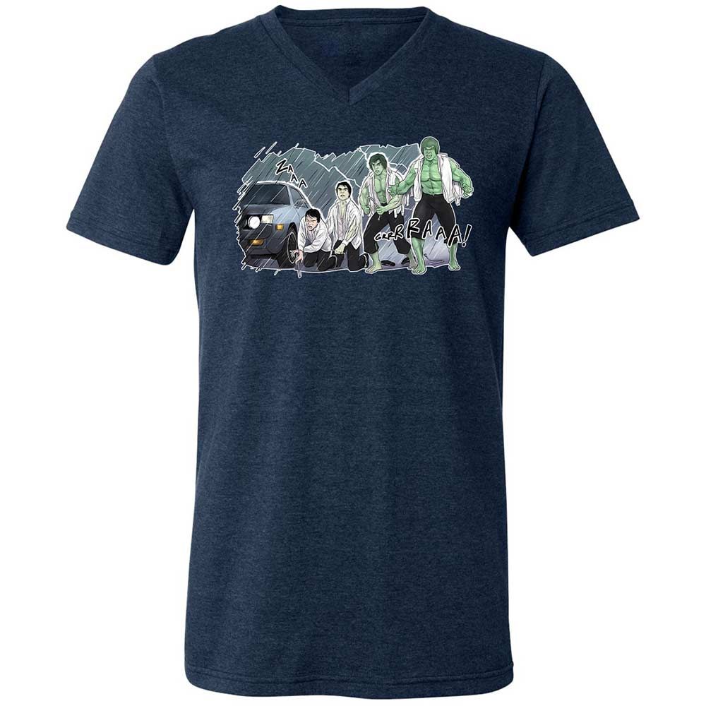 Unisex V-Neck T-Shirt - 3XU1VDUN - Heather Navy - 13