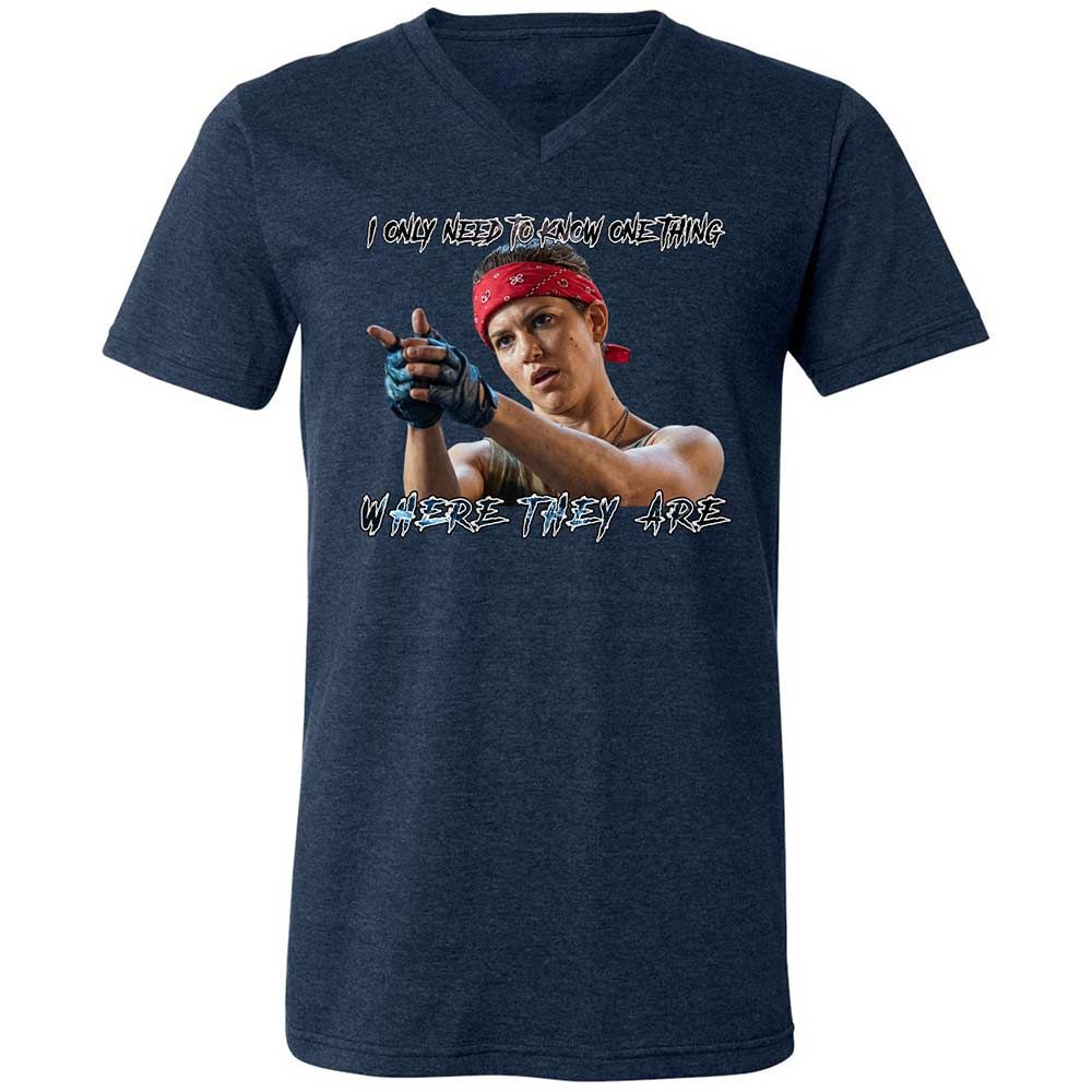 Unisex V-Neck T-Shirt - HF3YK7CA - Heather Navy - 13