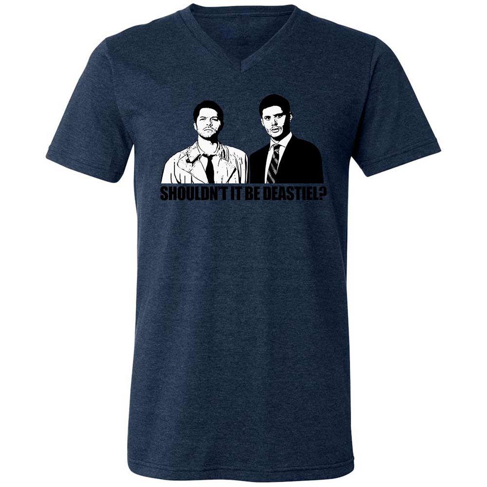 Unisex V-Neck T-Shirt - 67J8GAV5 - Heather Navy - 13