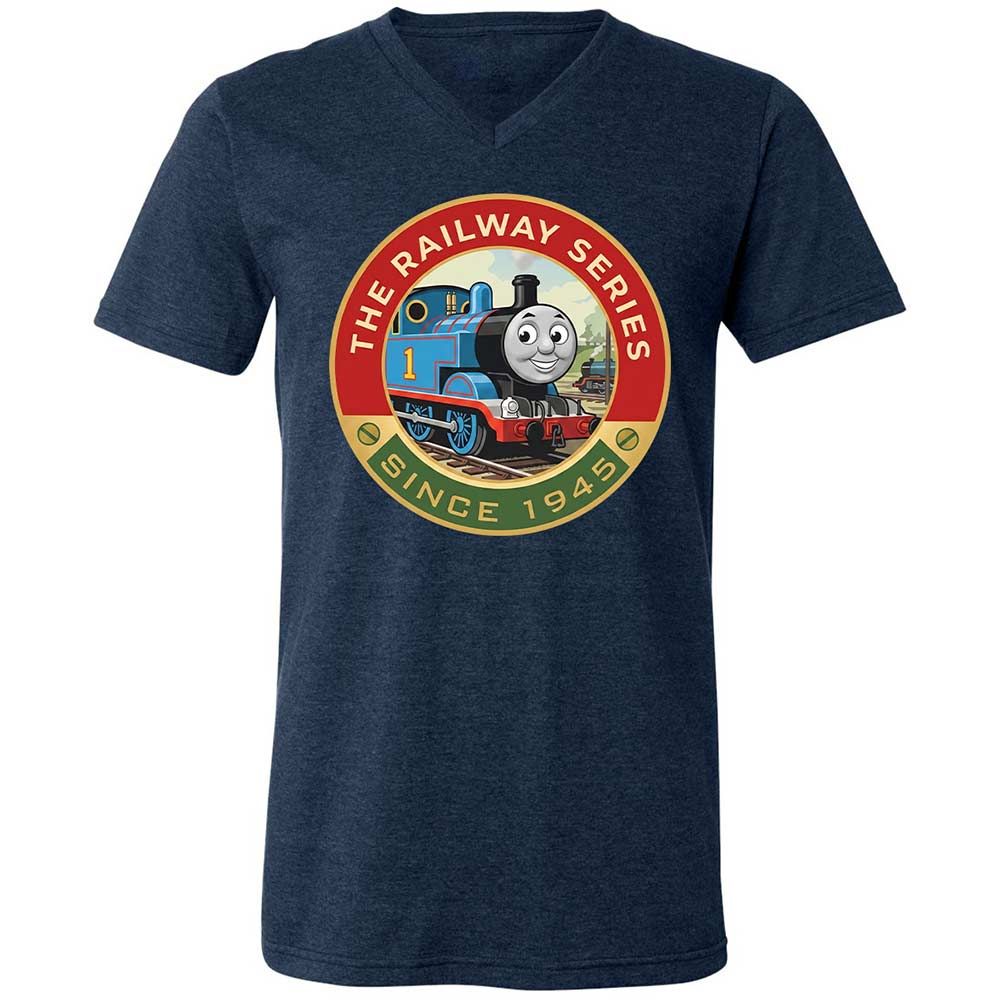 Unisex V-Neck T-Shirt - XJKM4V6F - Heather Navy - 13