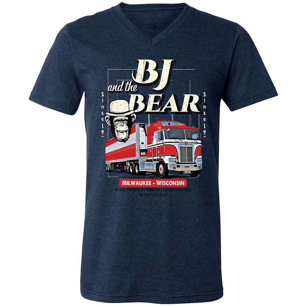 Unisex V-Neck T-Shirt - LN5B1AVM - Heather Navy - 13