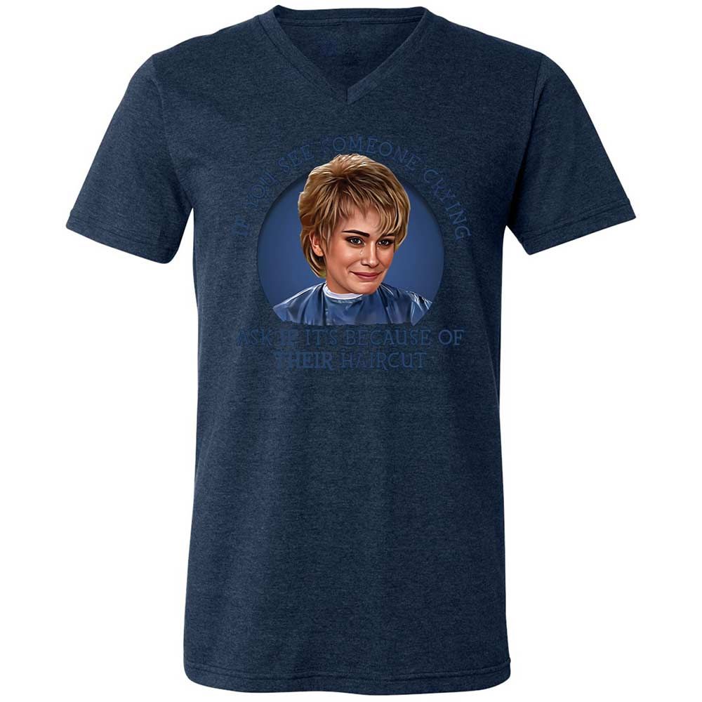 Unisex V-Neck T-Shirt - 8CP7PL58 - Heather Navy - 13