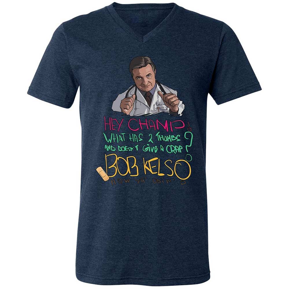 Unisex V-Neck T-Shirt - E8DT6LR6 - Heather Navy - 13