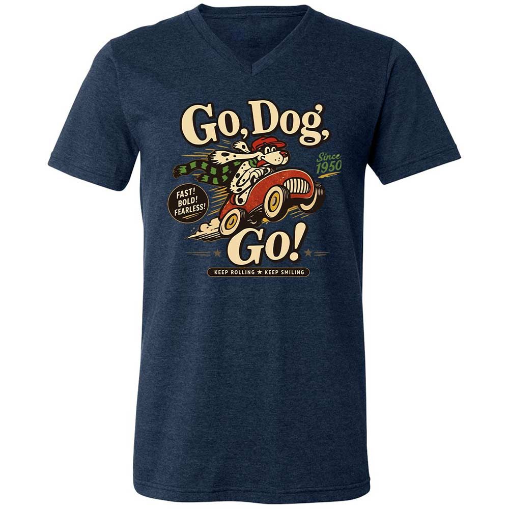 Unisex V-Neck T-Shirt - L5GDX3KP - Heather Navy - 13