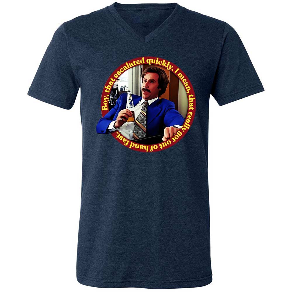 Unisex V-Neck T-Shirt - HZVBRTN8 - Heather Navy - 13