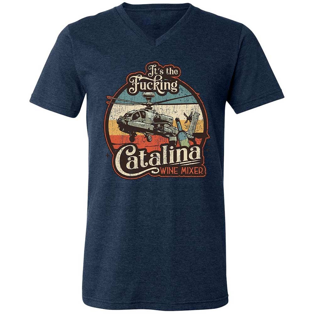 Unisex V-Neck T-Shirt - RTGQRCQB - Heather Navy - 13