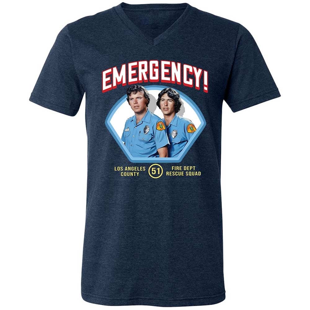Unisex V-Neck T-Shirt - QABHDMRG - Heather Navy - 13