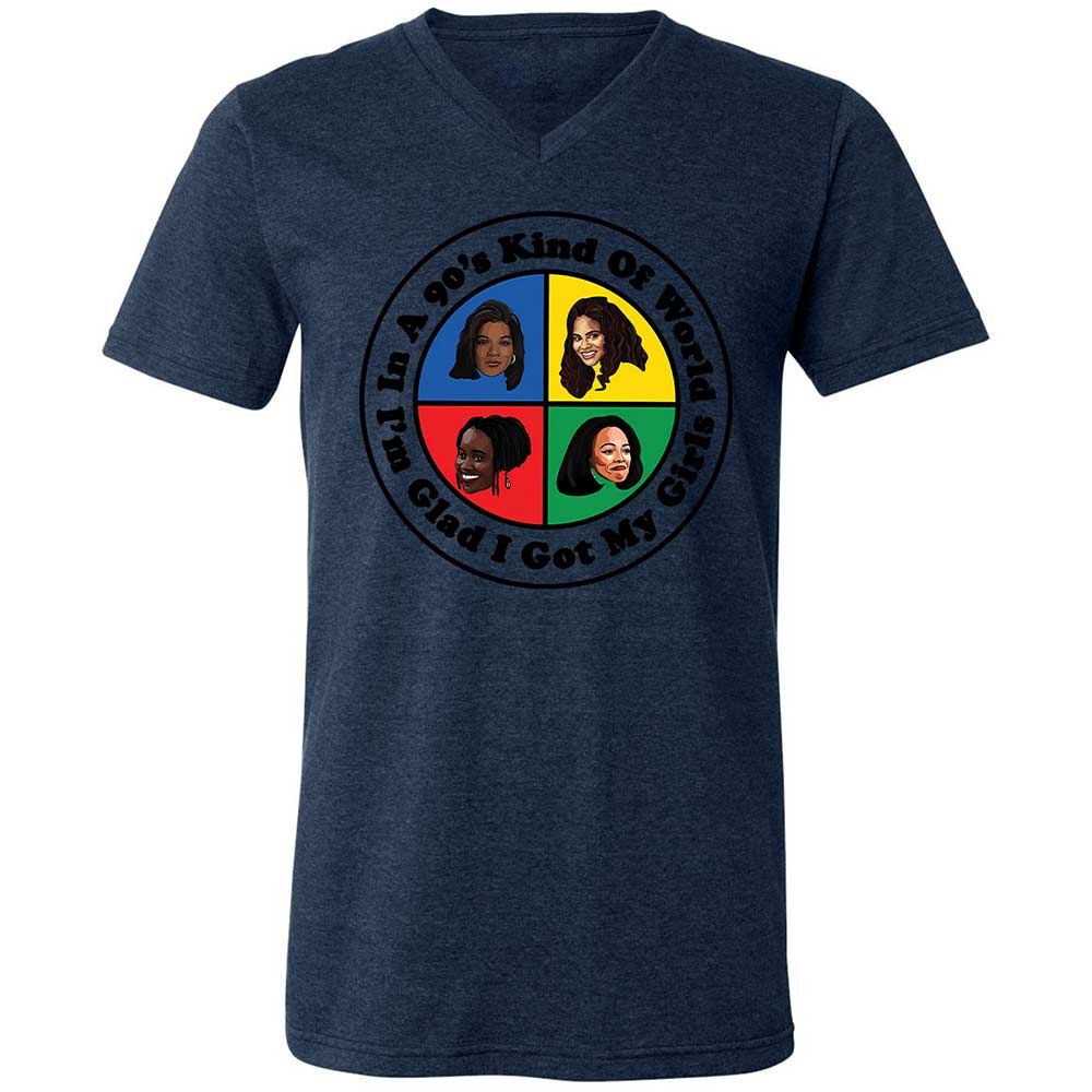 Unisex V-Neck T-Shirt - S46J1YTM - Heather Navy - 13