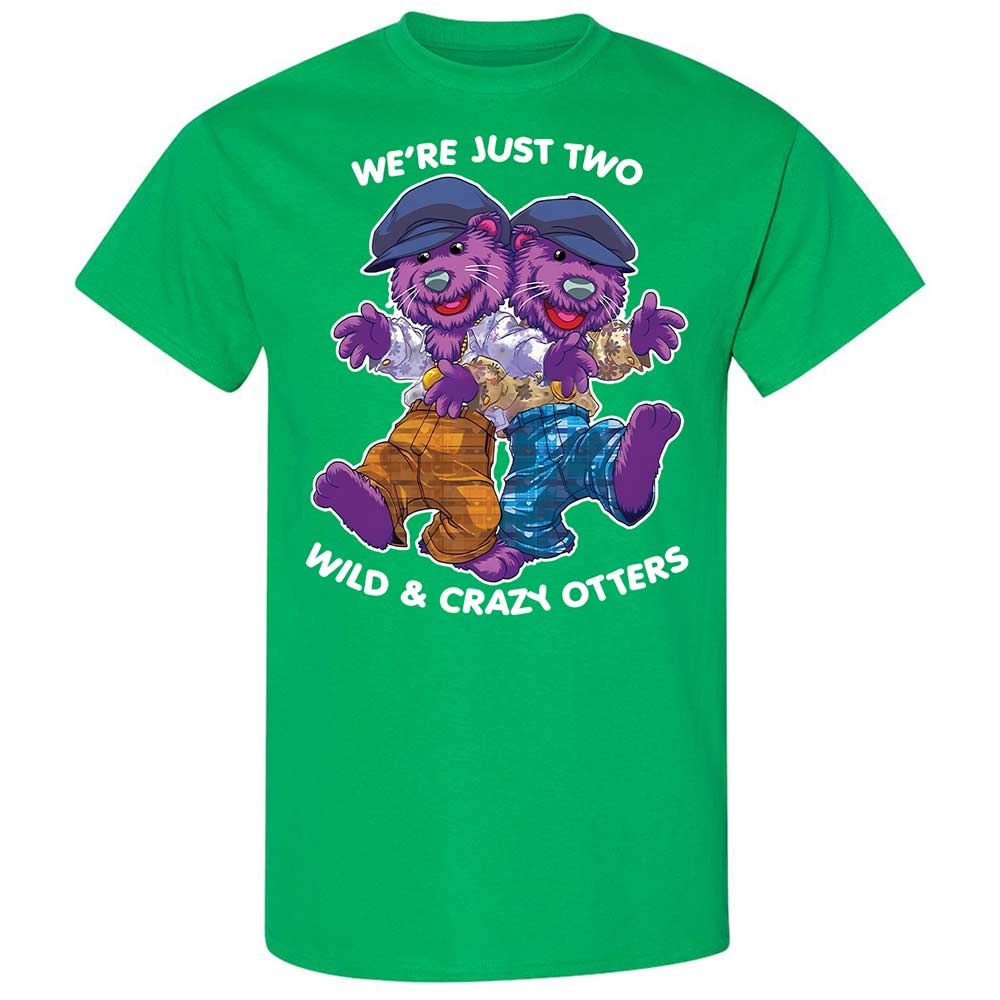 Two wild & crazy otters - Irish Green - 13