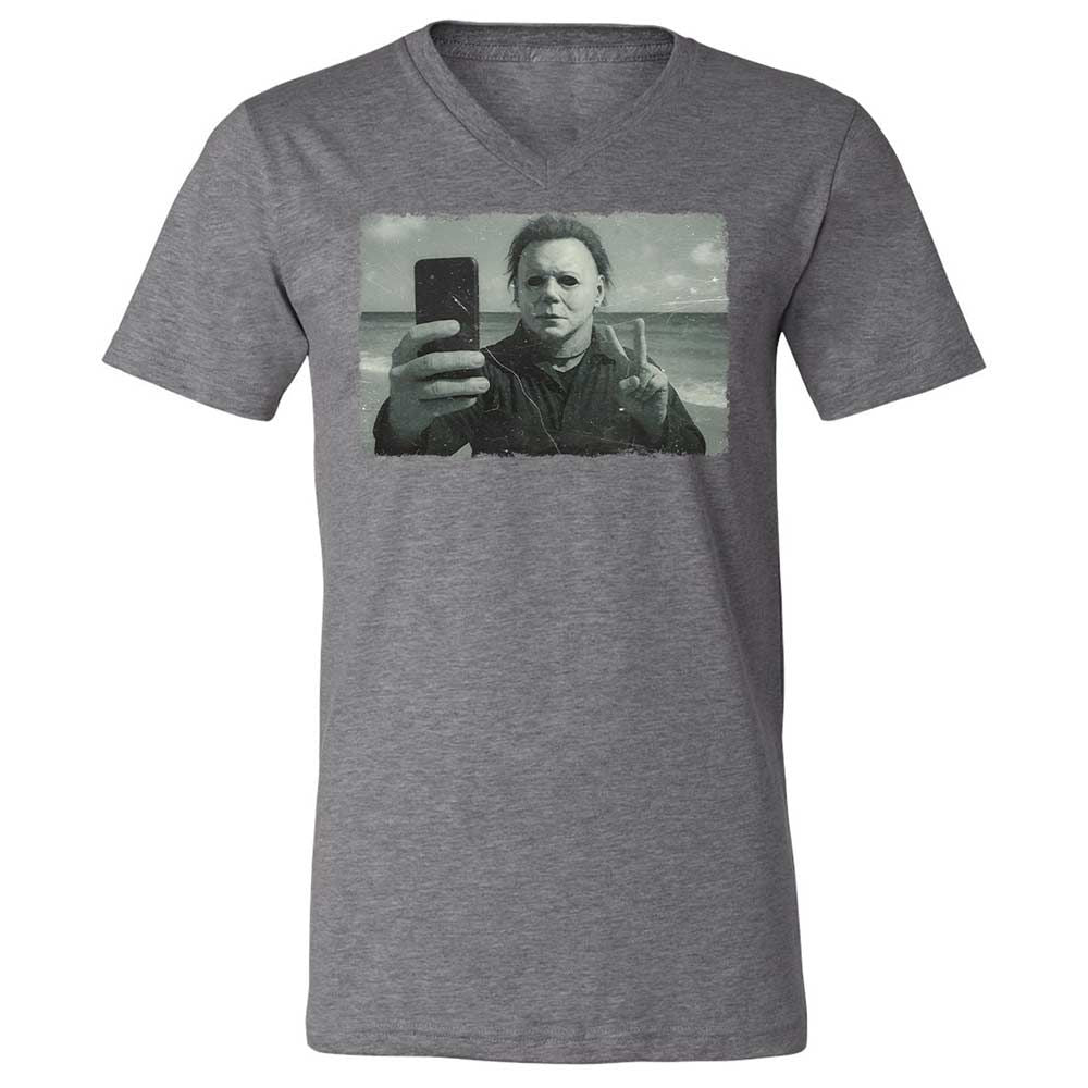 Unisex V-Neck T-Shirt - 8QT7X672 - Deep Heather - 14