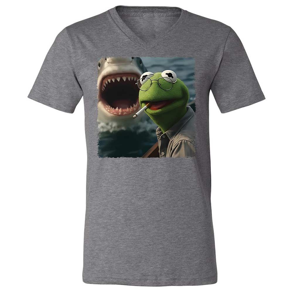 Unisex V-Neck T-Shirt - 6RWASGMF - Deep Heather - 14