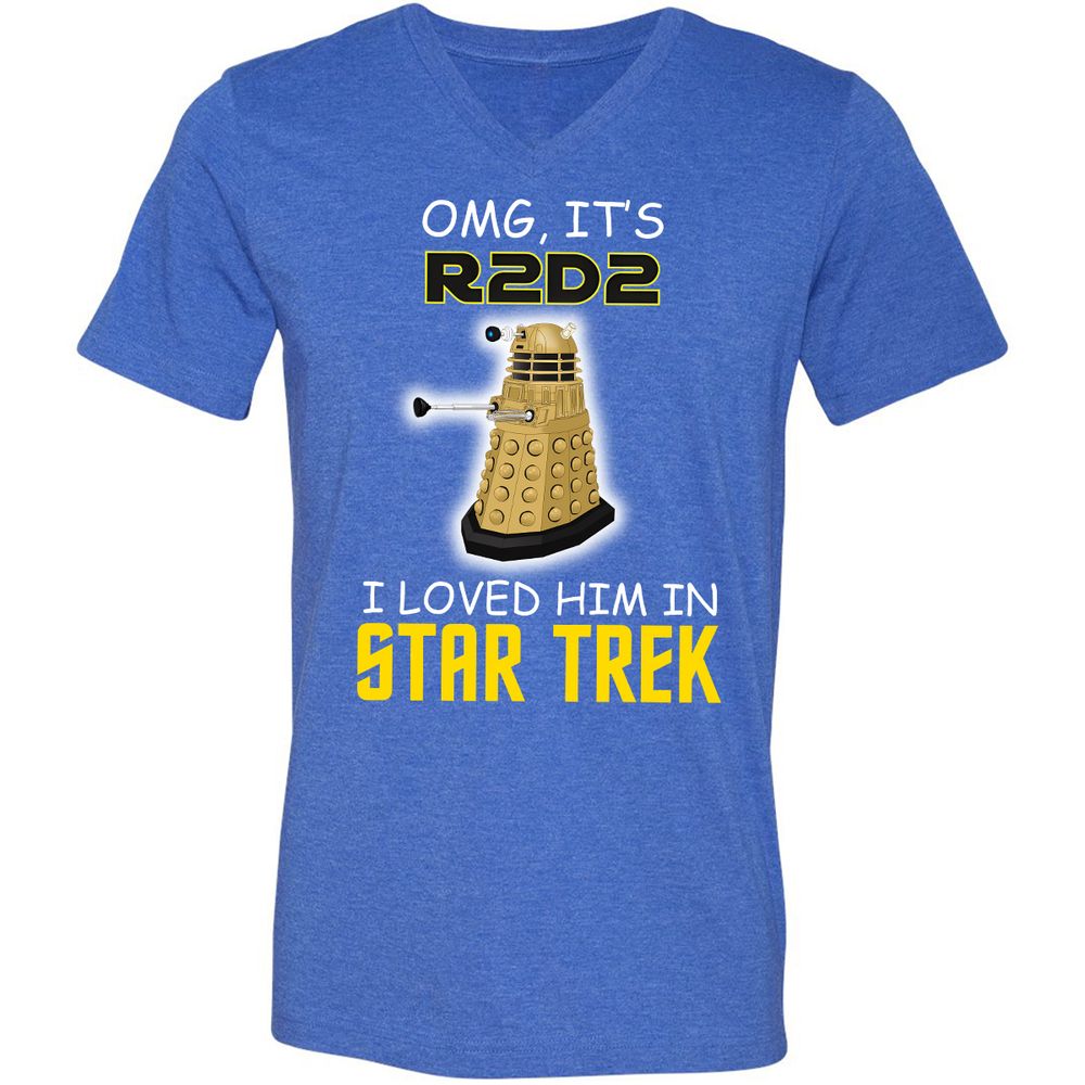 Unisex V-Neck T-Shirt - KNWNACST - Heather True Royal - 14