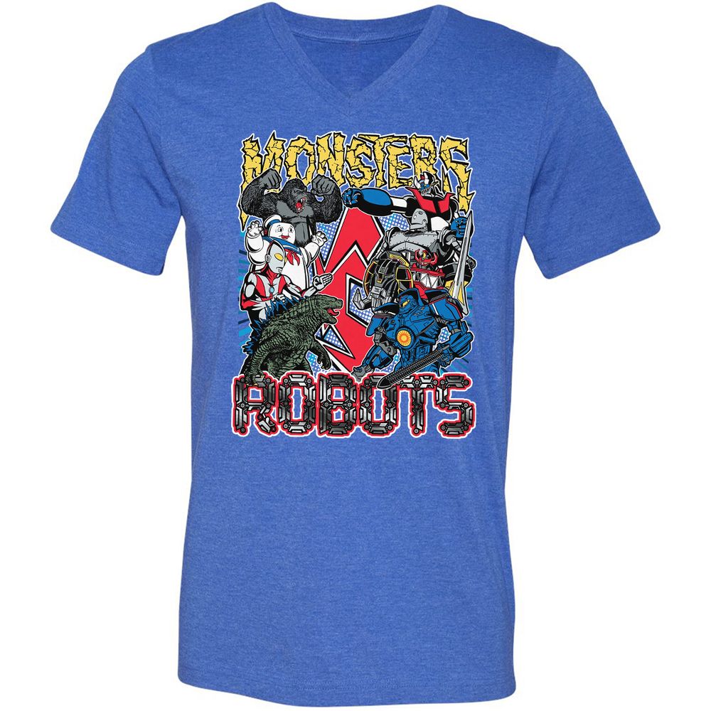 Unisex V-Neck T-Shirt - D4NFX6VP - Heather True Royal - 14