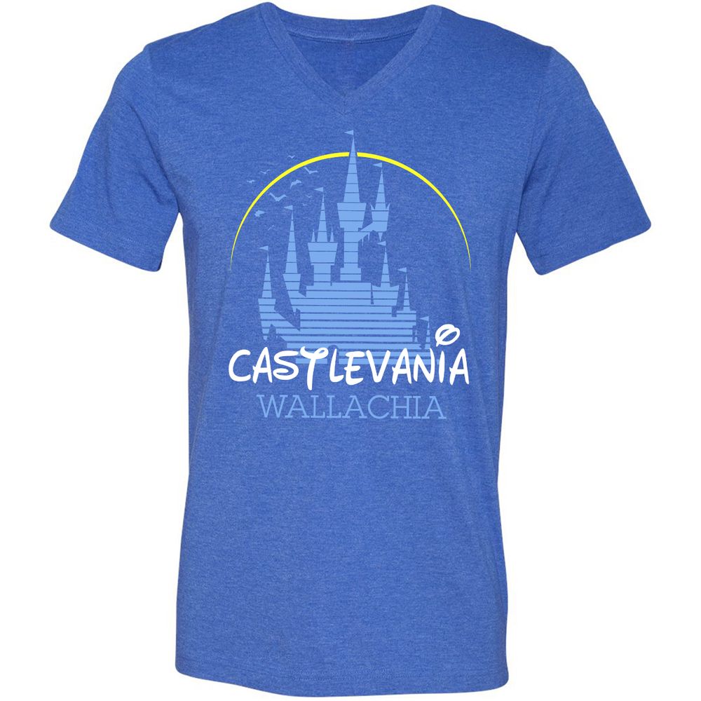 Unisex V-Neck T-Shirt - 6YBFHAHU - Heather True Royal - 14