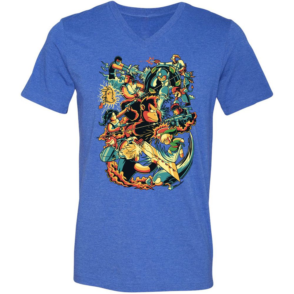 Unisex V-Neck T-Shirt - PV3HVH66 - Heather True Royal - 14