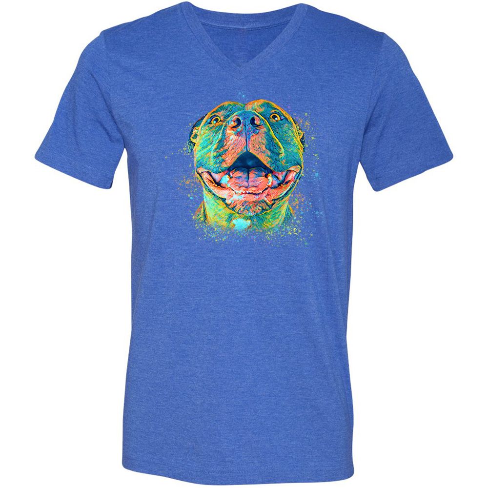 Unisex V-Neck T-Shirt - BVZ1ANJK - Heather True Royal - 14