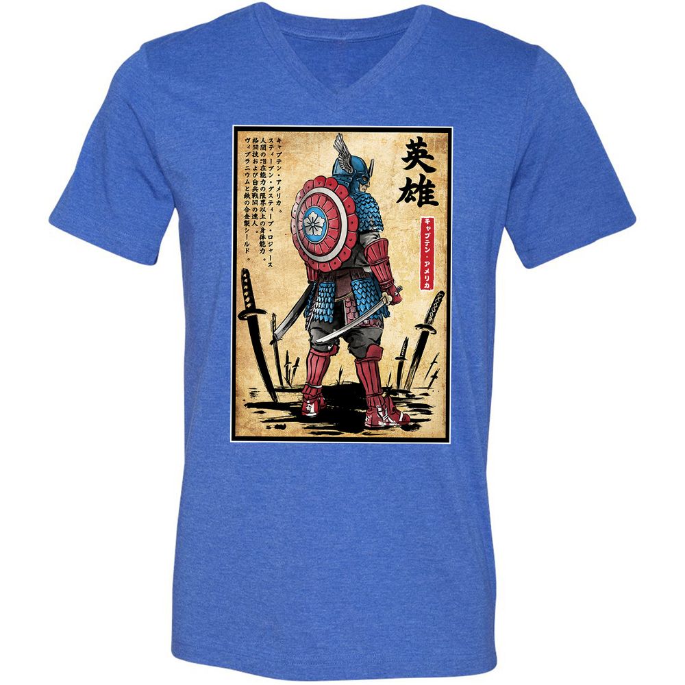Unisex V-Neck T-Shirt - VGYMDNKQ - Heather True Royal - 14