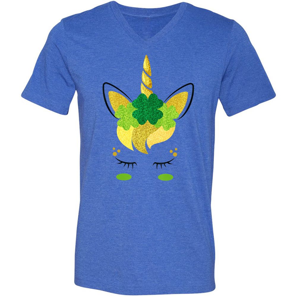 Unisex V-Neck T-Shirt - KAAFBGQR - Heather True Royal - 14