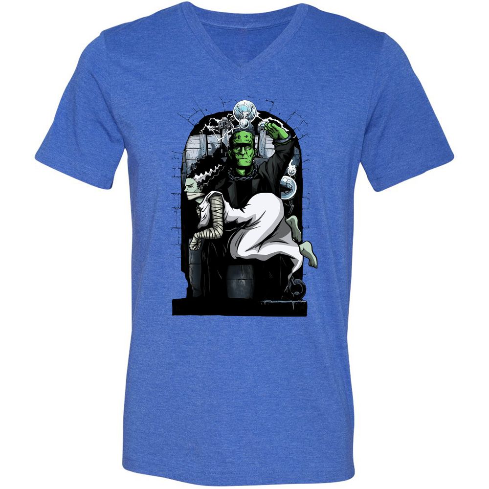 Unisex V-Neck T-Shirt - WPXDVVKU - Heather True Royal - 14
