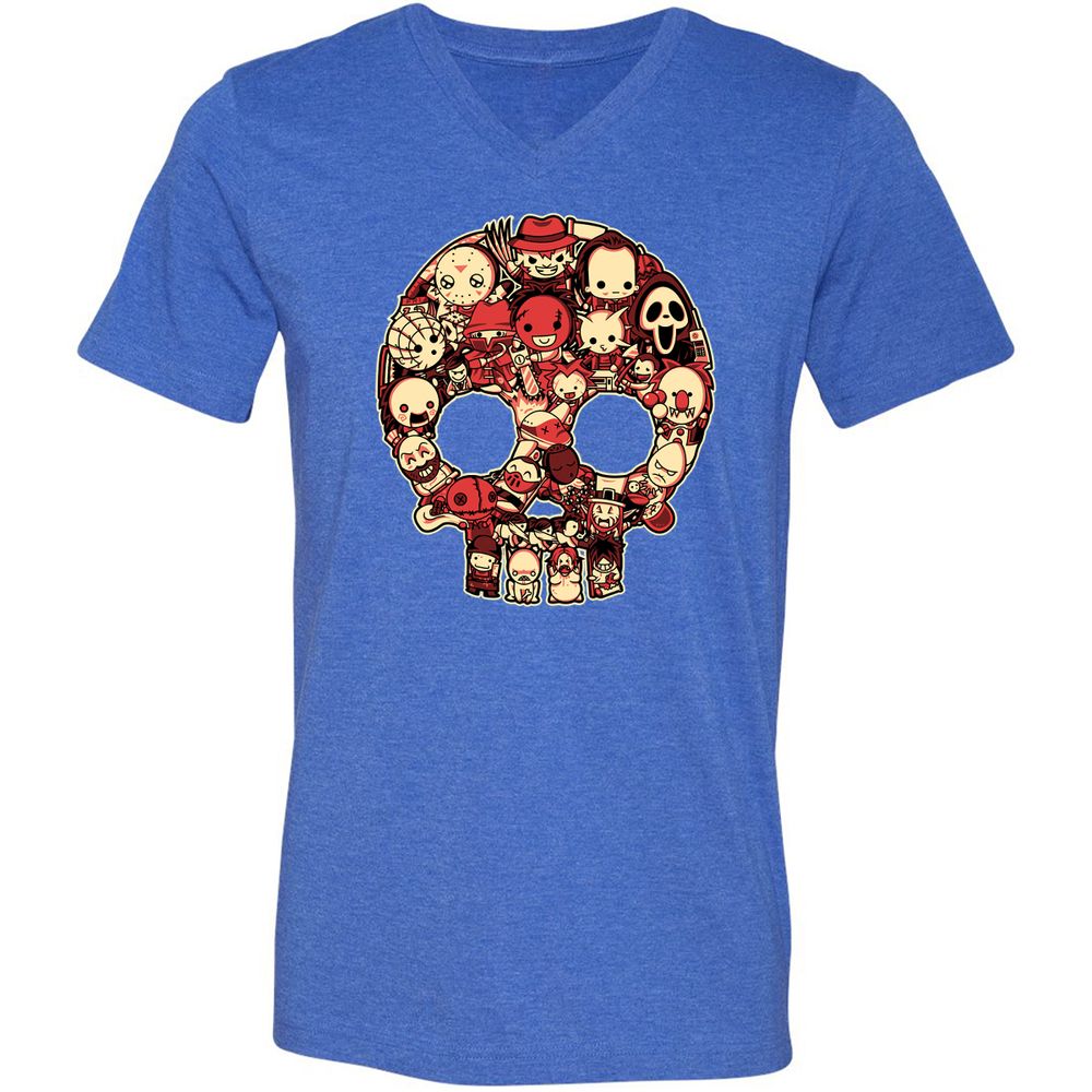 Unisex V-Neck T-Shirt - 6VQZRNGW - Heather True Royal - 14