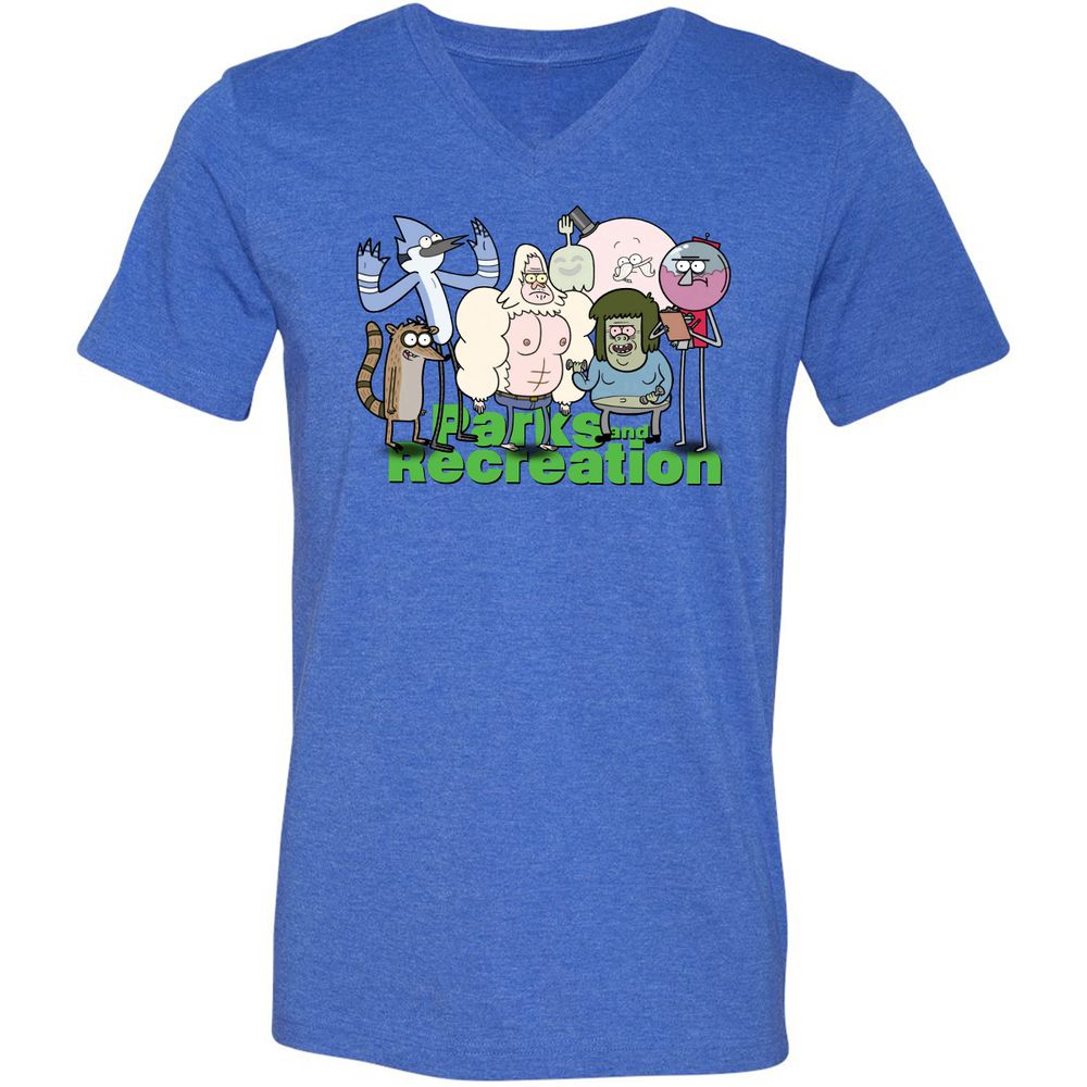 Unisex V-Neck T-Shirt - NX5JD1PC - Heather True Royal - 14