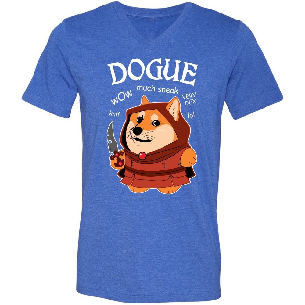 Unisex V-Neck T-Shirt - 7L895PK1 - Heather True Royal - 14