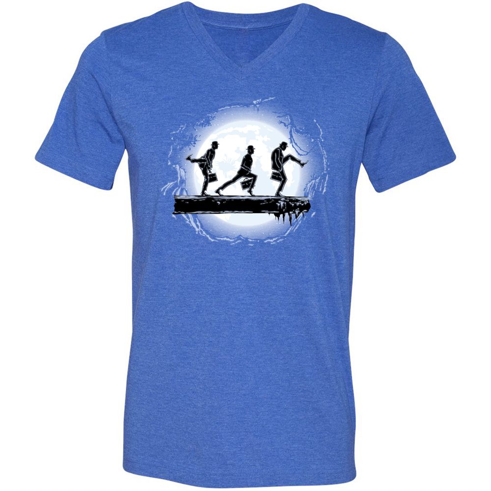 Unisex V-Neck T-Shirt - FXM7SQU2 - Heather True Royal - 14