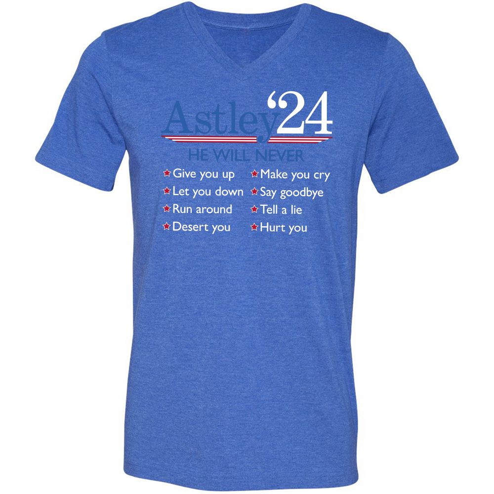Unisex V-Neck T-Shirt - YCU4QJHC - Heather True Royal - 14