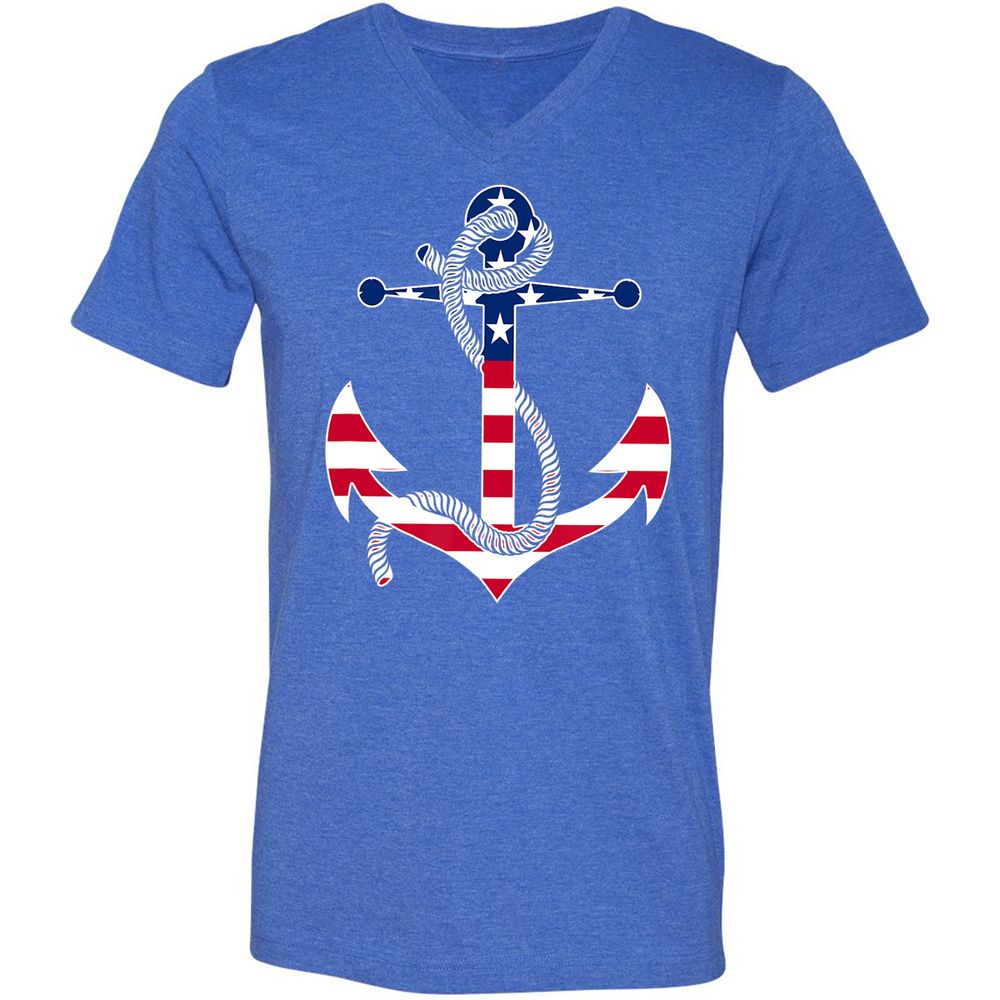 Unisex V-Neck T-Shirt - 828YVZWA - Heather True Royal - 14