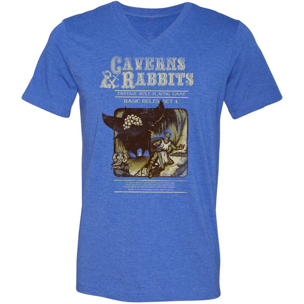 Unisex V-Neck T-Shirt - C7KTRTZF - Heather True Royal - 14