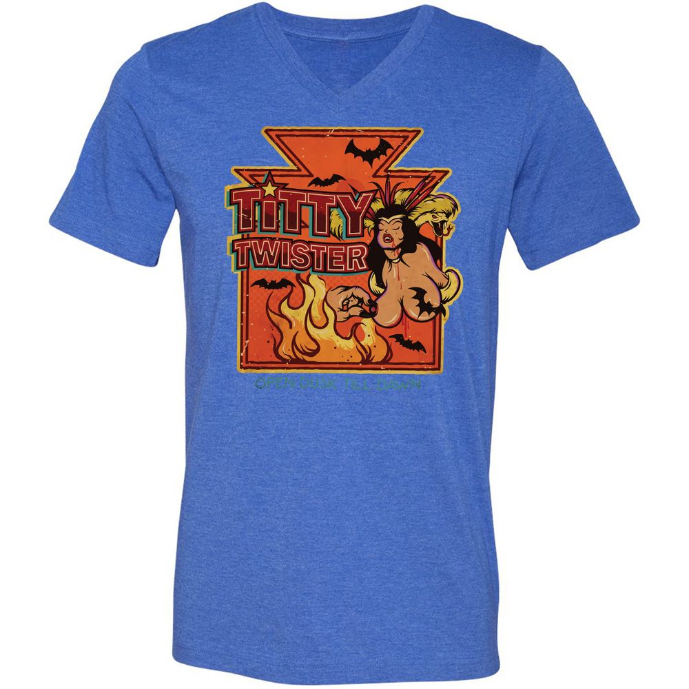 Unisex V-Neck T-Shirt - UMUWJ6LJ - Heather True Royal - 14