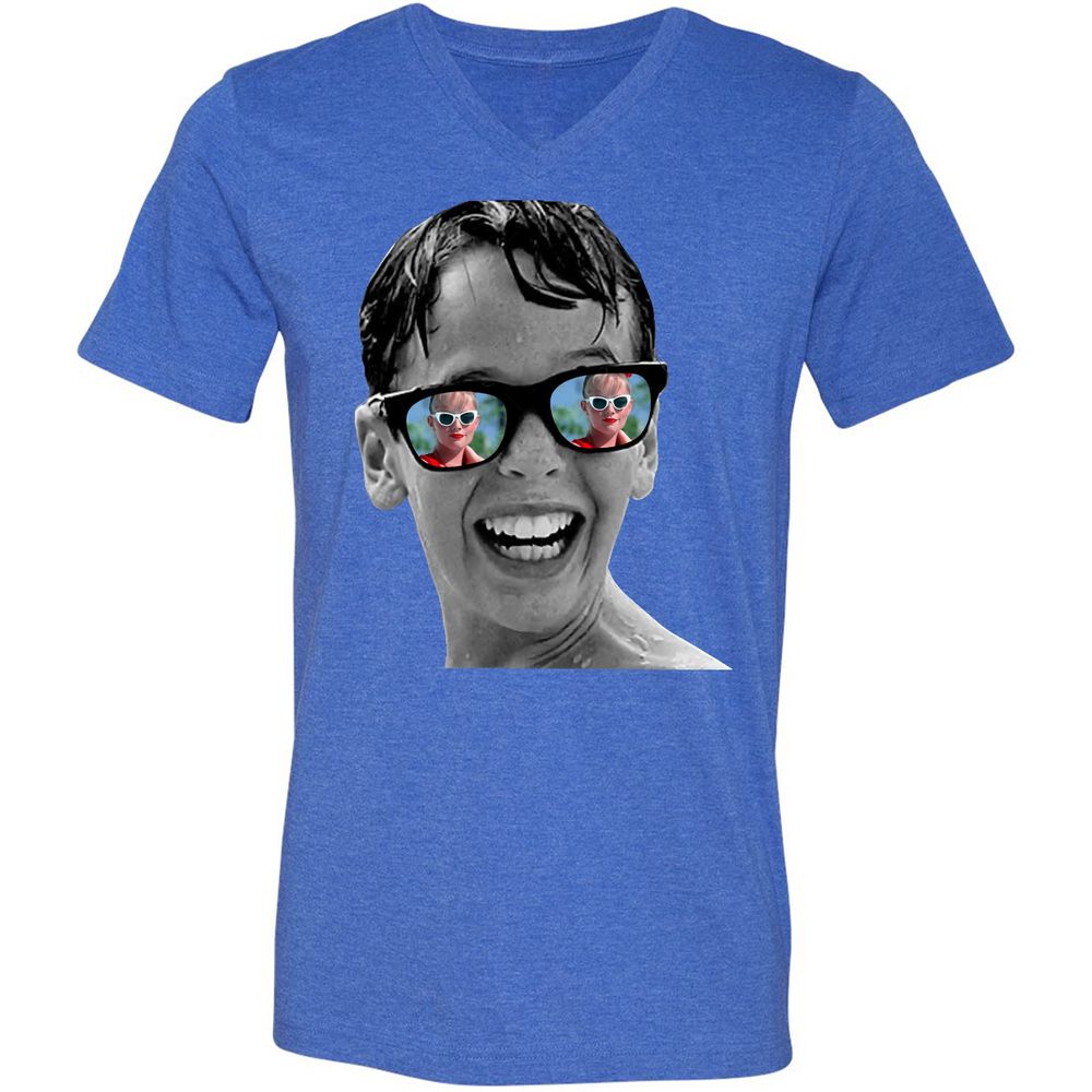Unisex V-Neck T-Shirt - DGPL9E3P - Heather True Royal - 14