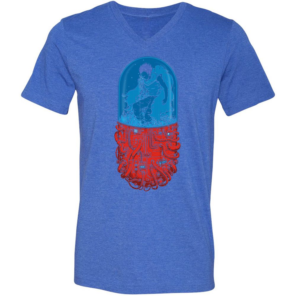 Unisex V-Neck T-Shirt - M3G8DWDT - Heather True Royal - 14