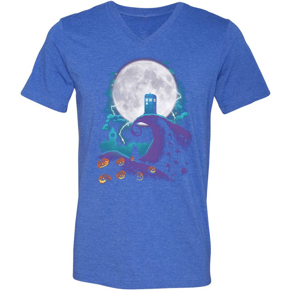 Unisex V-Neck T-Shirt - U8KQULJQ - Heather True Royal - 14