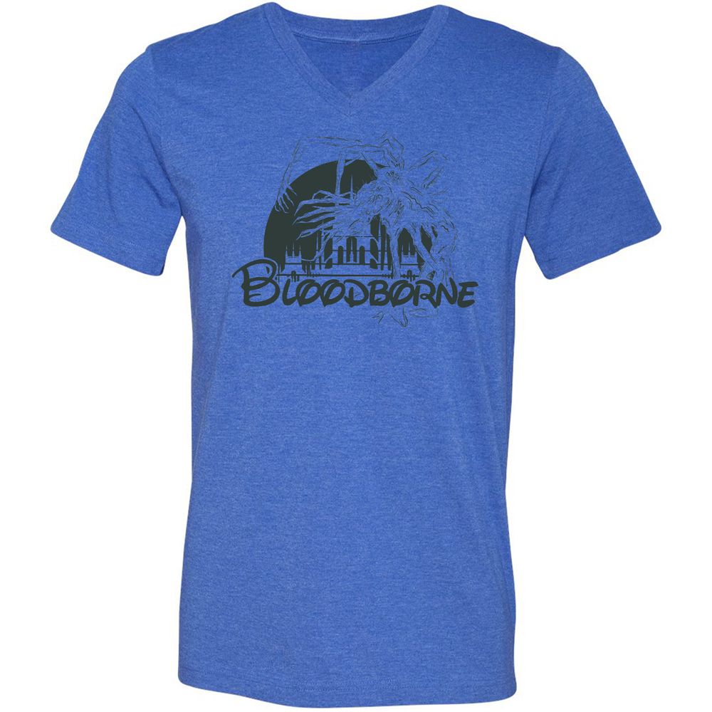 Unisex V-Neck T-Shirt - W3LCRZUH - Heather True Royal - 14