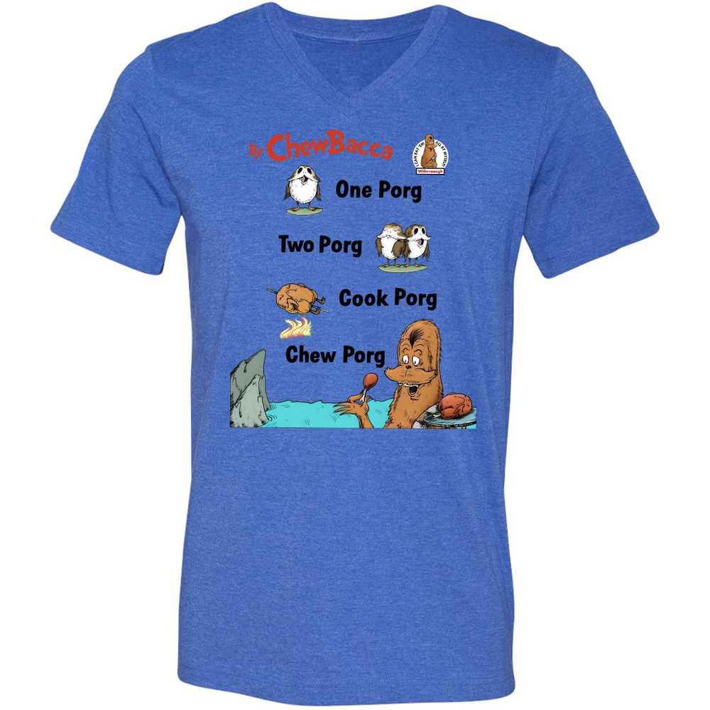 Unisex V-Neck T-Shirt - UK7NBUQ9 - Heather True Royal - 14