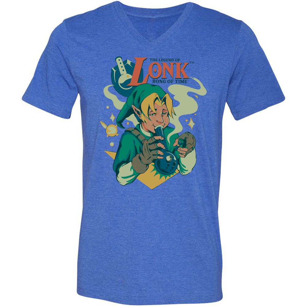 Unisex V-Neck T-Shirt - B98JACLR - Heather True Royal - 14