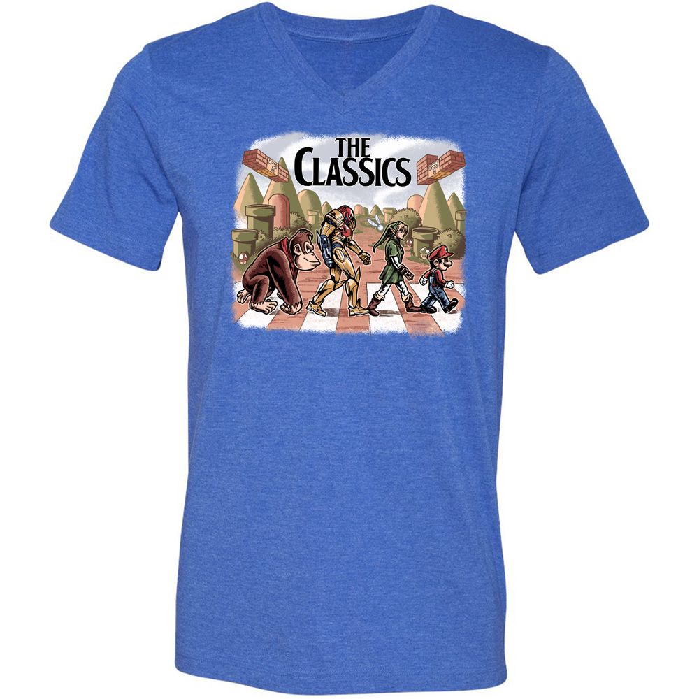 Unisex V-Neck T-Shirt - S9NRU7DJ - Heather True Royal - 14