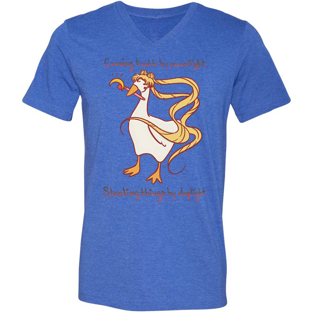 Unisex V-Neck T-Shirt - ZKGMHG1G - Heather True Royal - 14