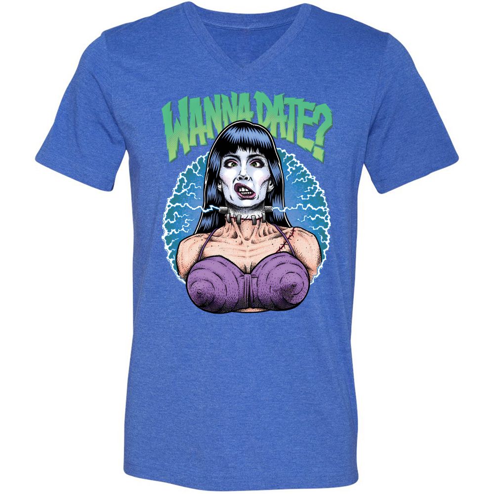 Unisex V-Neck T-Shirt - EXBFK38C - Heather True Royal - 14
