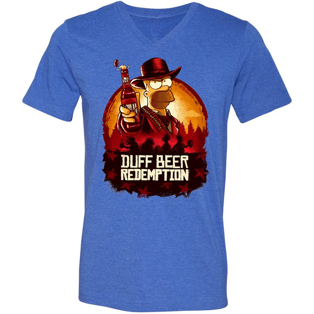 Unisex V-Neck T-Shirt - 3753U7E8 - Heather True Royal - 14