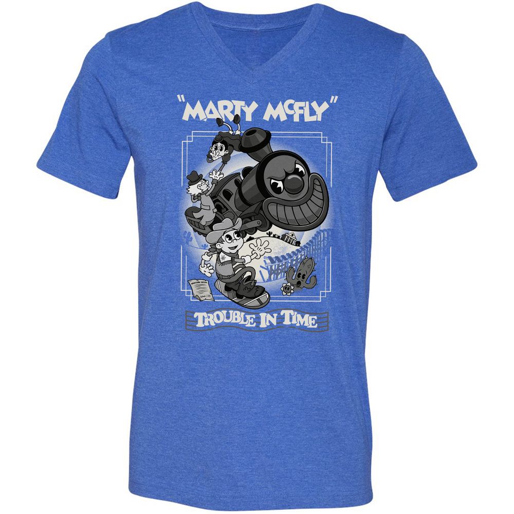 Unisex V-Neck T-Shirt - QHEKWS1M - Heather True Royal - 14