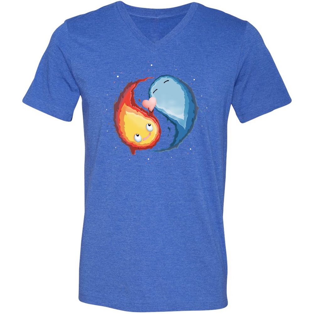 Unisex V-Neck T-Shirt - 4W92J8UJ - Heather True Royal - 14