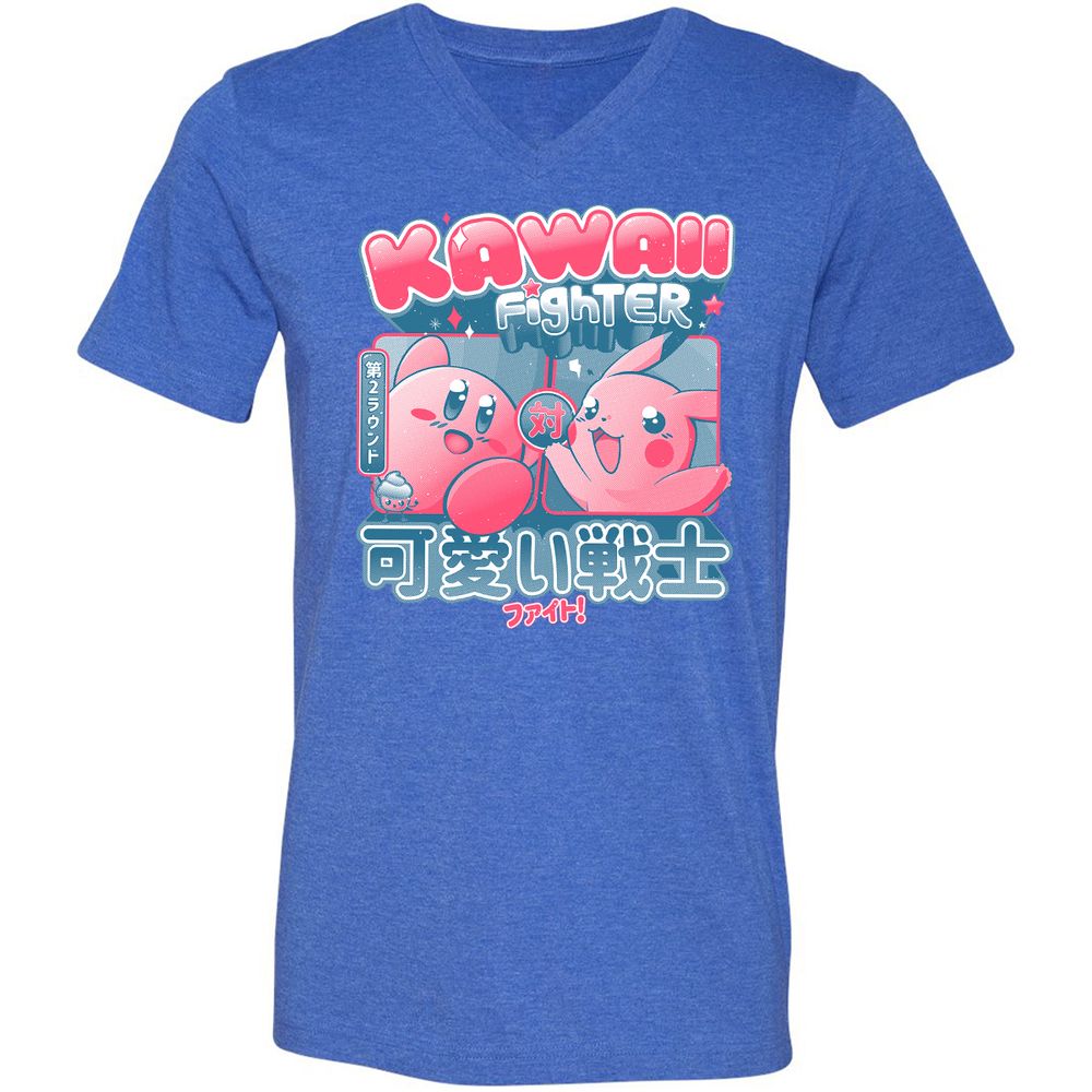 Unisex V-Neck T-Shirt - RQC5S1DS - Heather True Royal - 14