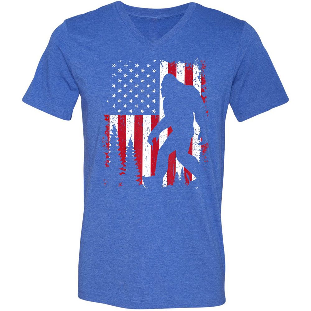 Unisex V-Neck T-Shirt - HEB91A67 - Heather True Royal - 14